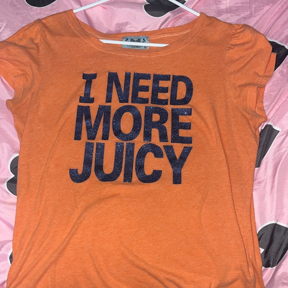 Juicy Couture Orange Top with Navy Text